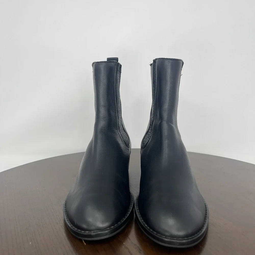 Michael Kors Ankle Boots Women's 6.5M Black Leather Booties Chelsea pull Up Moto